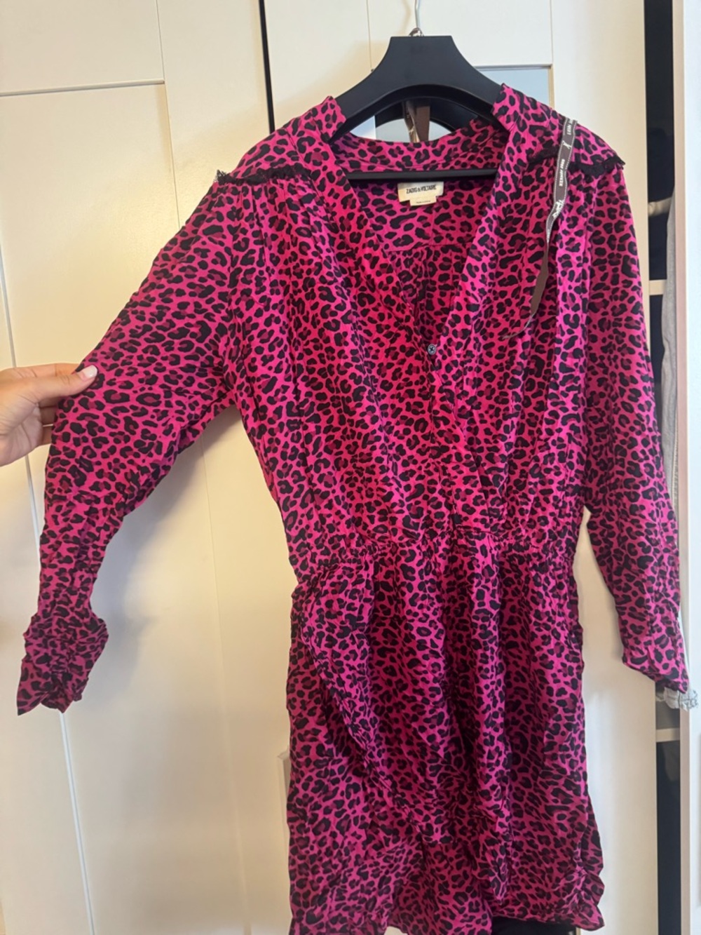 Zadig & Voltaire Hot Pink and Black Leopard Print Blouse